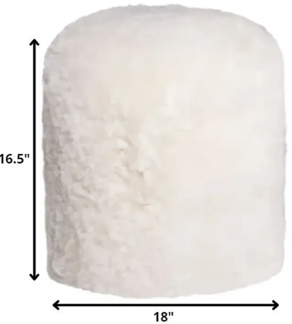 Short Hair Sheepskin Stump Pouf - White