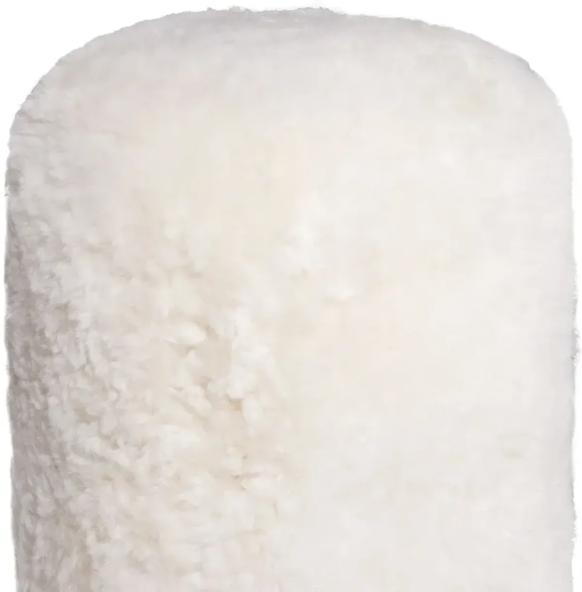 Short Hair Sheepskin Stump Pouf - White