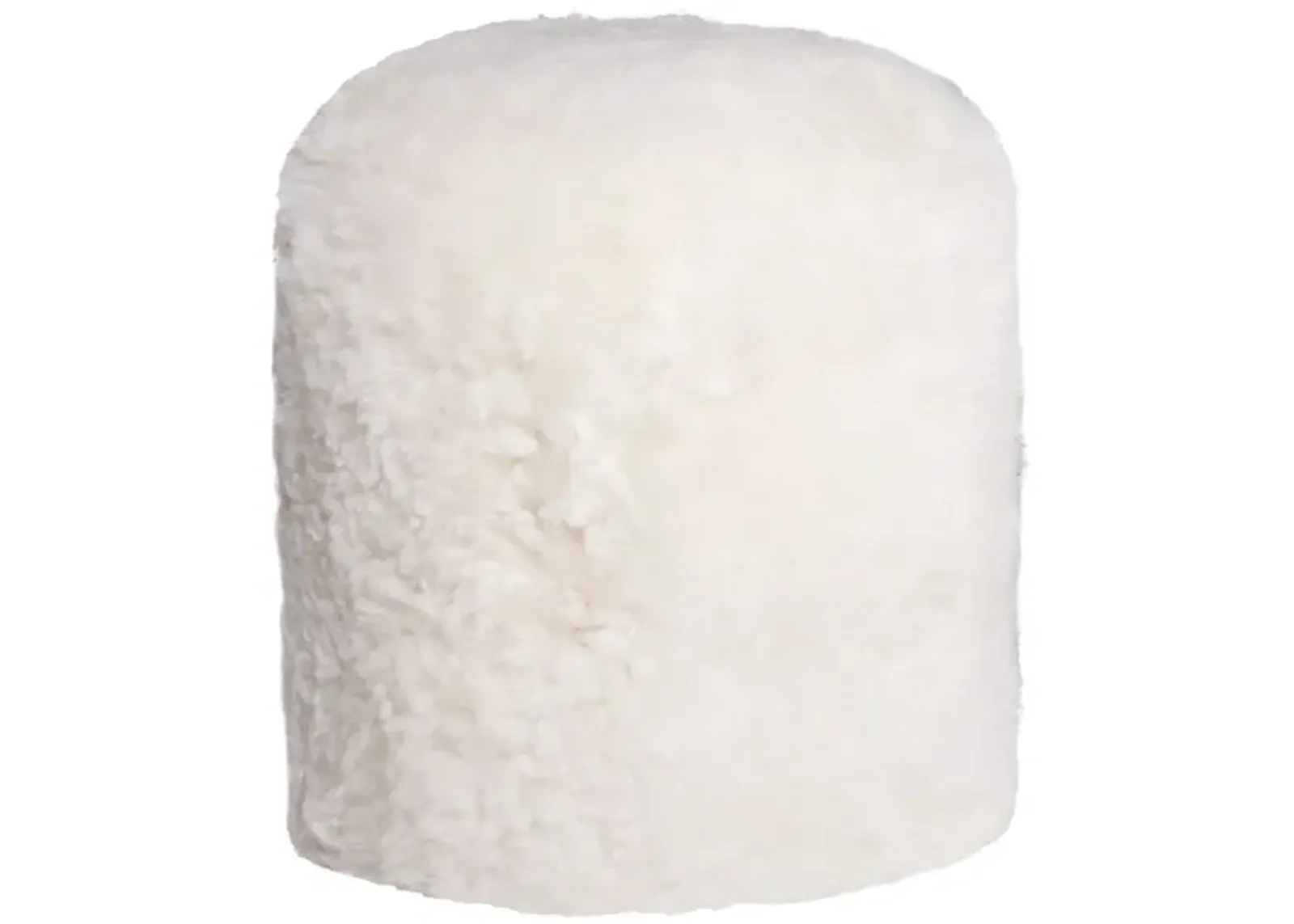 Short Hair Sheepskin Stump Pouf - White