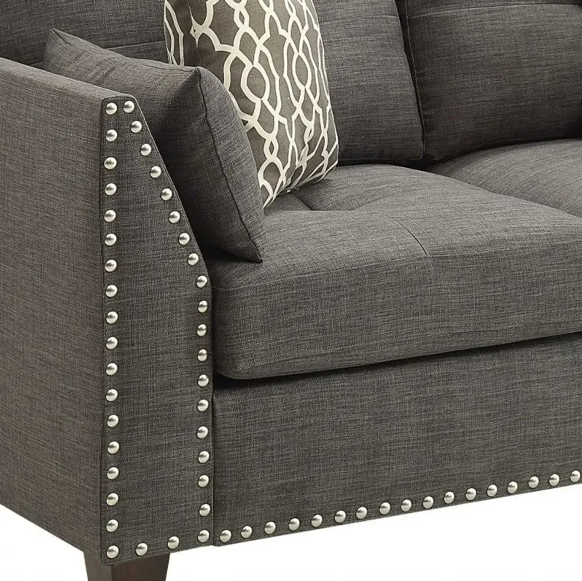 Brown Loveseat And Toss Pillows - Light Gray / Dark