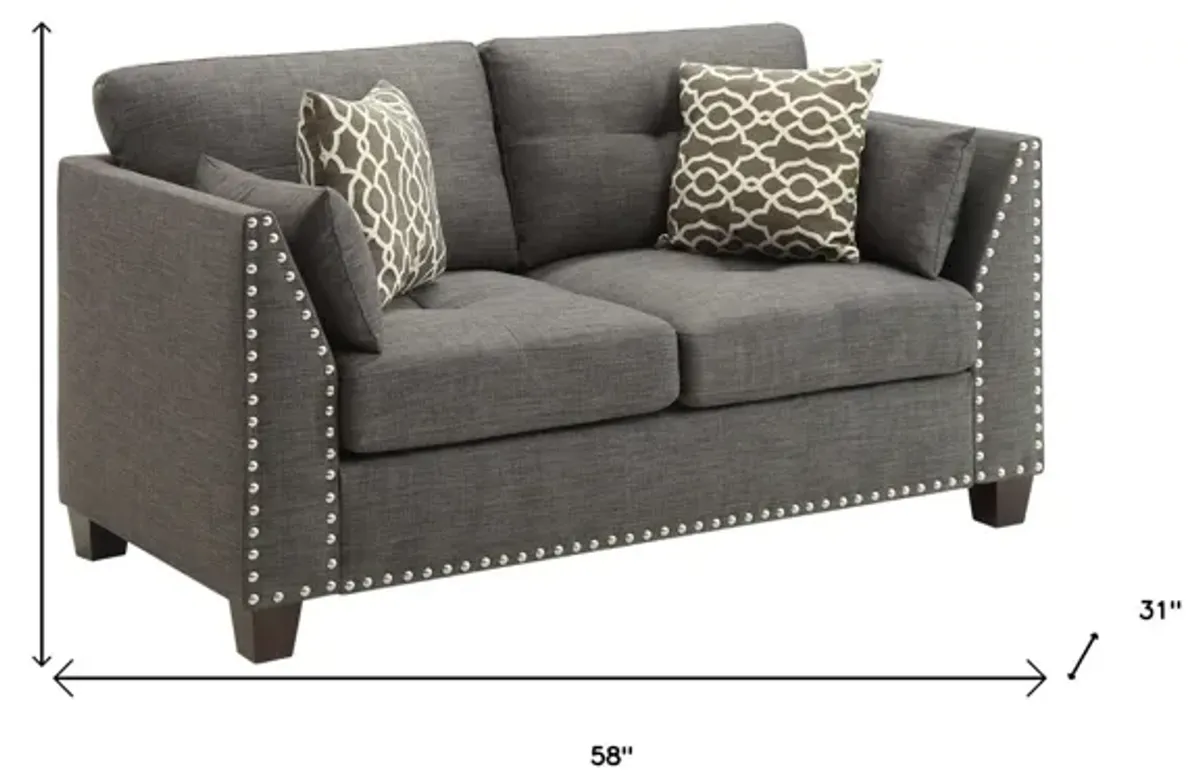 Brown Loveseat And Toss Pillows - Light Gray / Dark