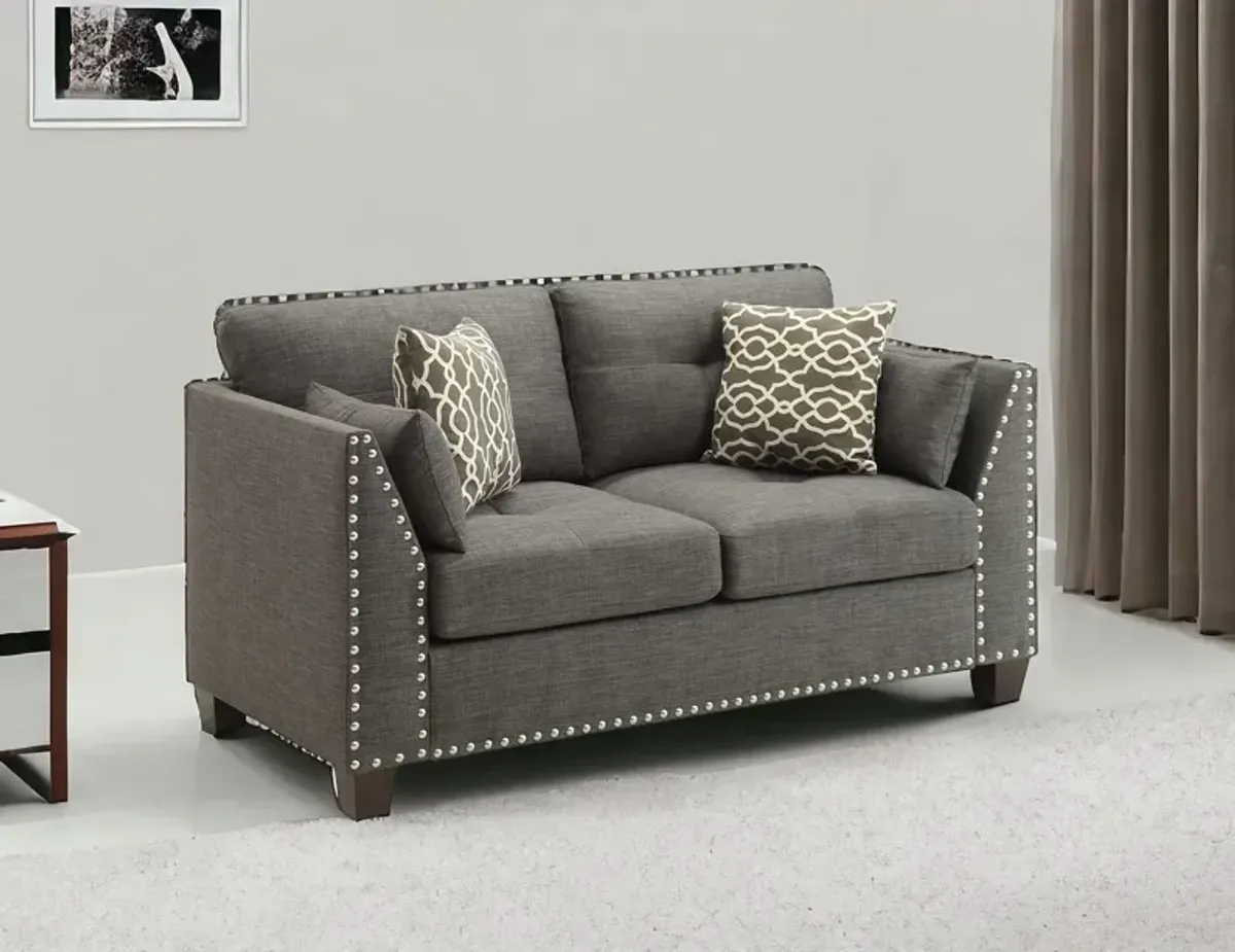 Brown Loveseat And Toss Pillows - Light Gray / Dark