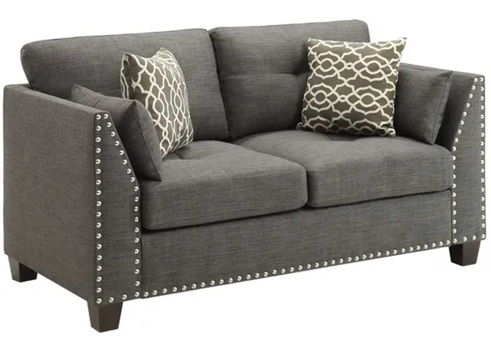 Brown Loveseat And Toss Pillows - Light Gray / Dark