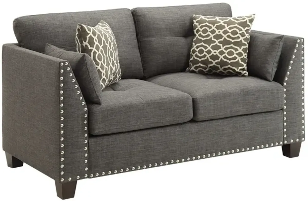 Brown Loveseat And Toss Pillows - Light Gray / Dark