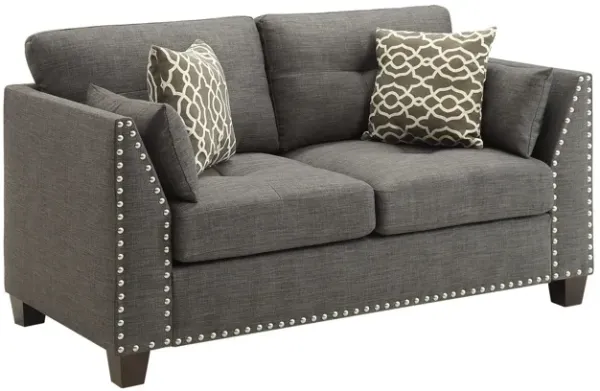Brown Loveseat And Toss Pillows - Light Gray / Dark