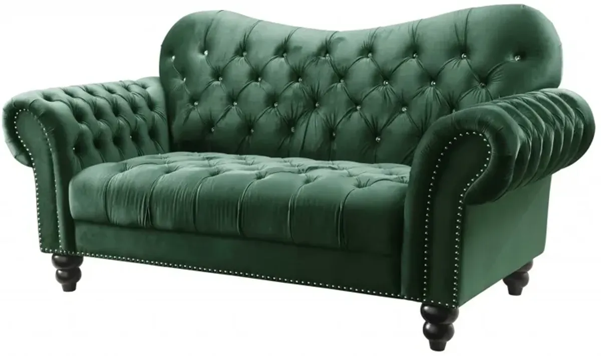 Velvet Loveseat - Green / Black