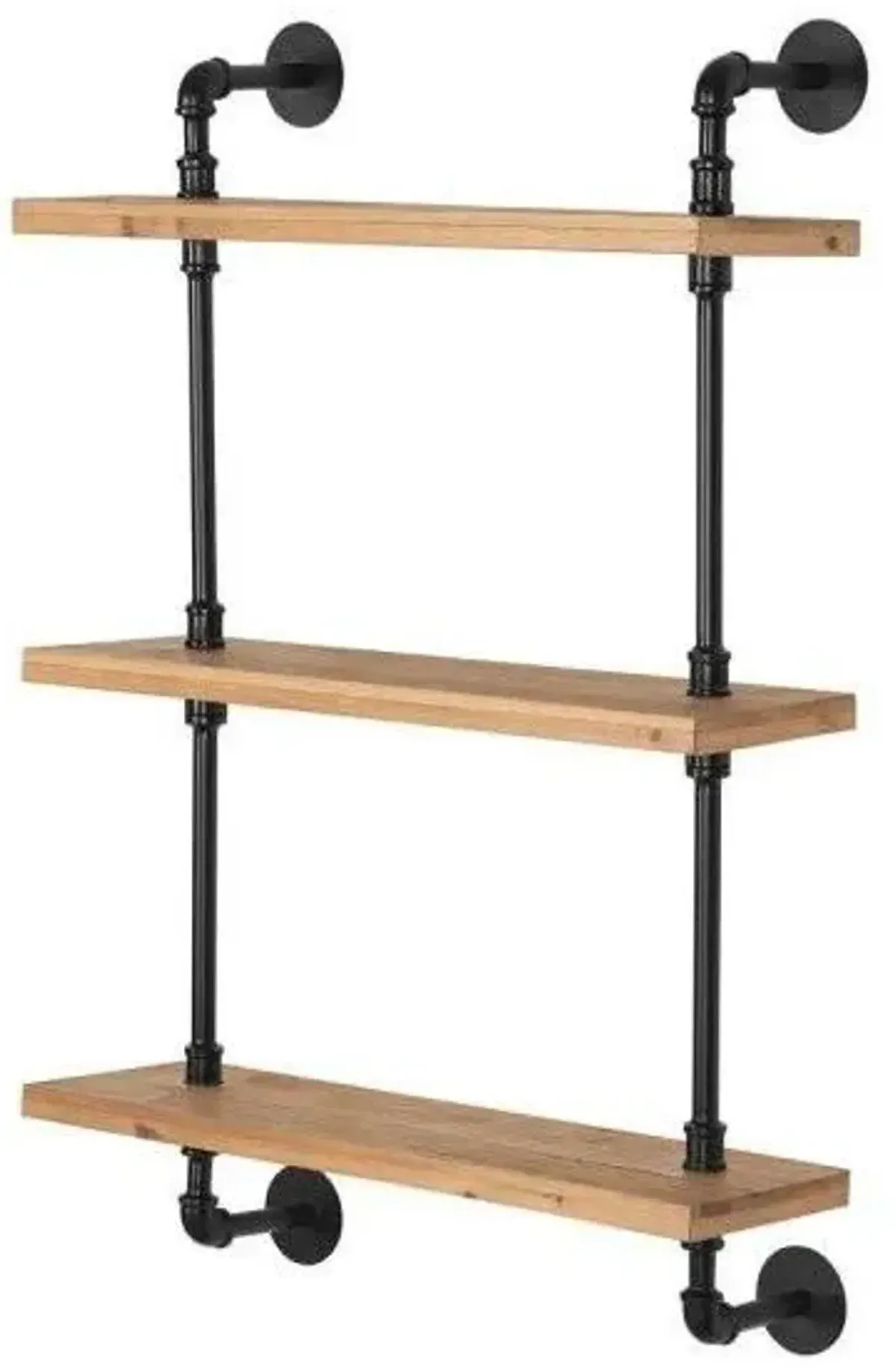 Three Shelves Solid Wood Wall Mounted Shelving Unit - Brown