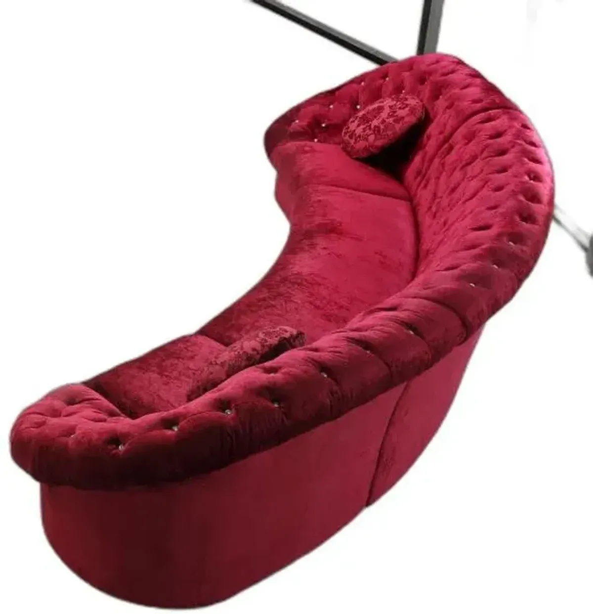 Velour Sectional Sofa - Red