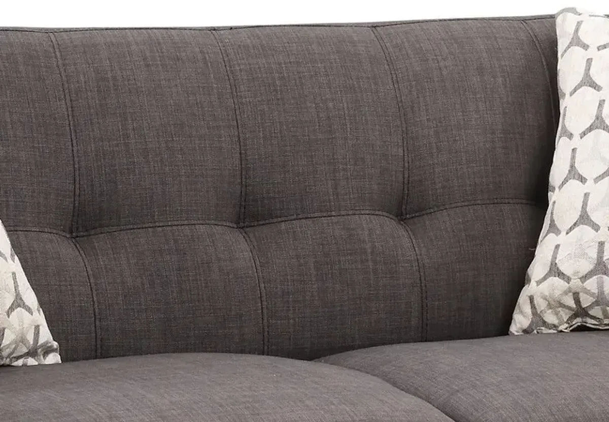 Loveseat And Toss Pillows - Charcoal / Black