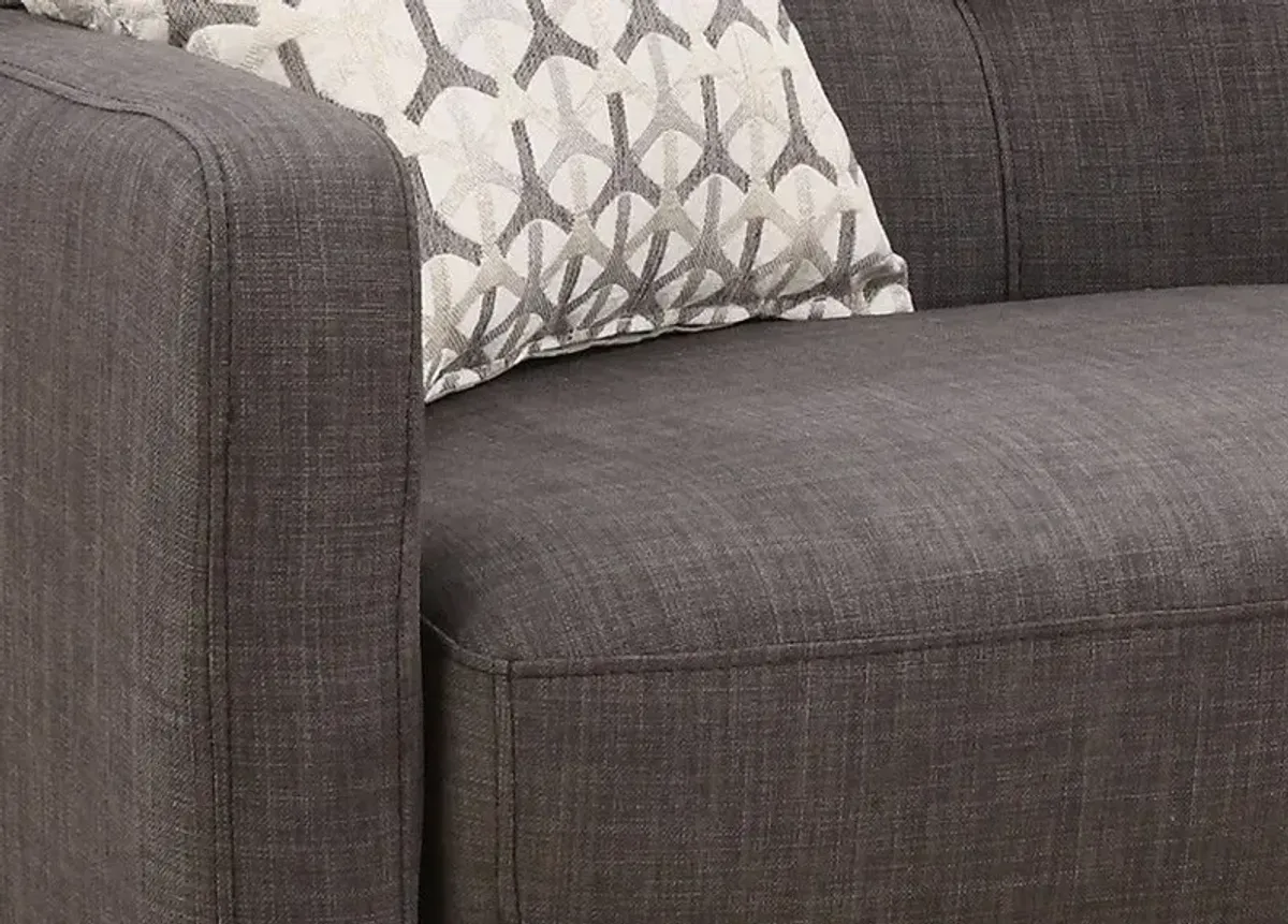 Loveseat And Toss Pillows - Charcoal / Black