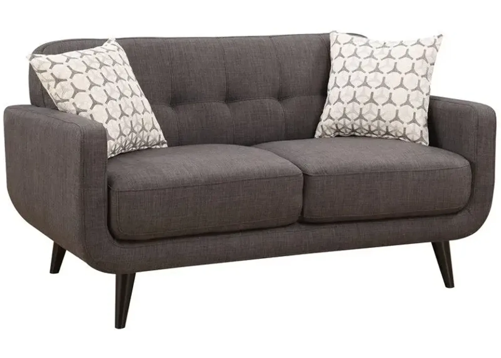 Loveseat And Toss Pillows - Charcoal / Black