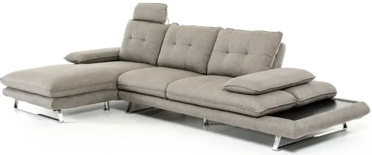 Foam Steel Wood And Veneer Sectional Sofa - Gray