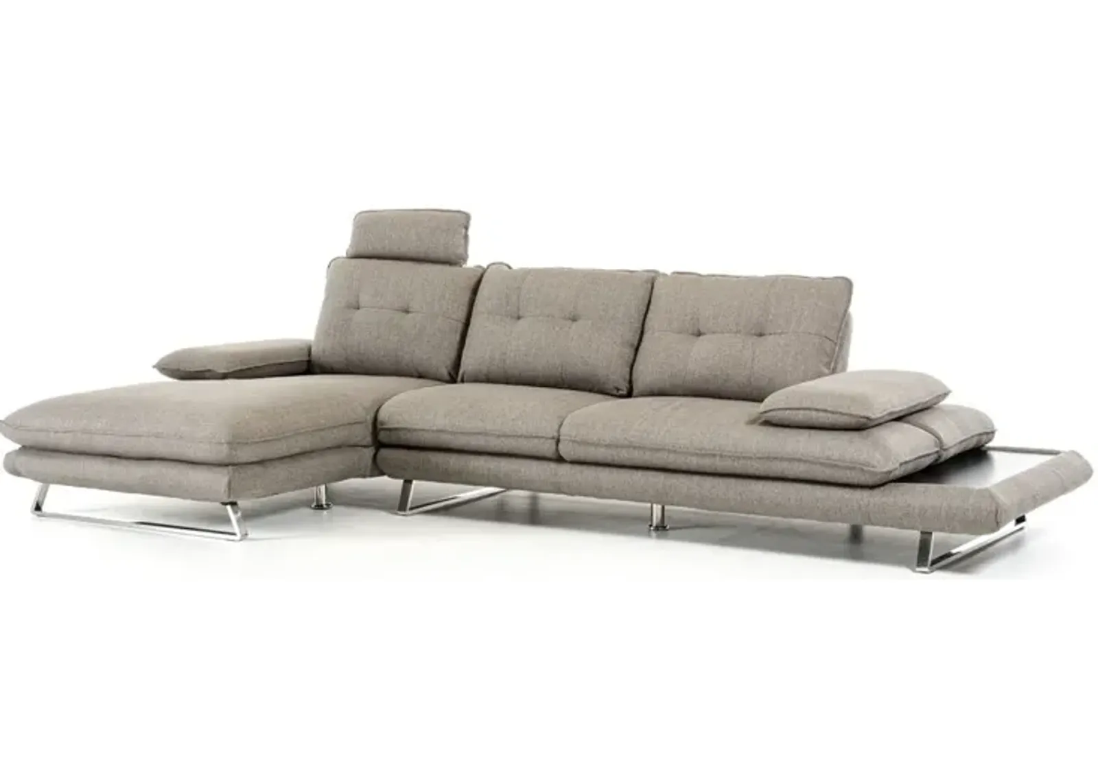 Foam Steel Wood And Veneer Sectional Sofa - Gray