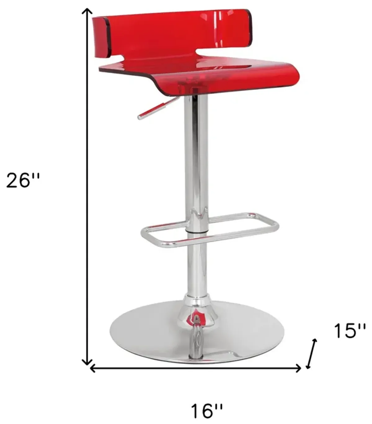 Metal Low Back Counter Height Bar Chair - Red / Silver