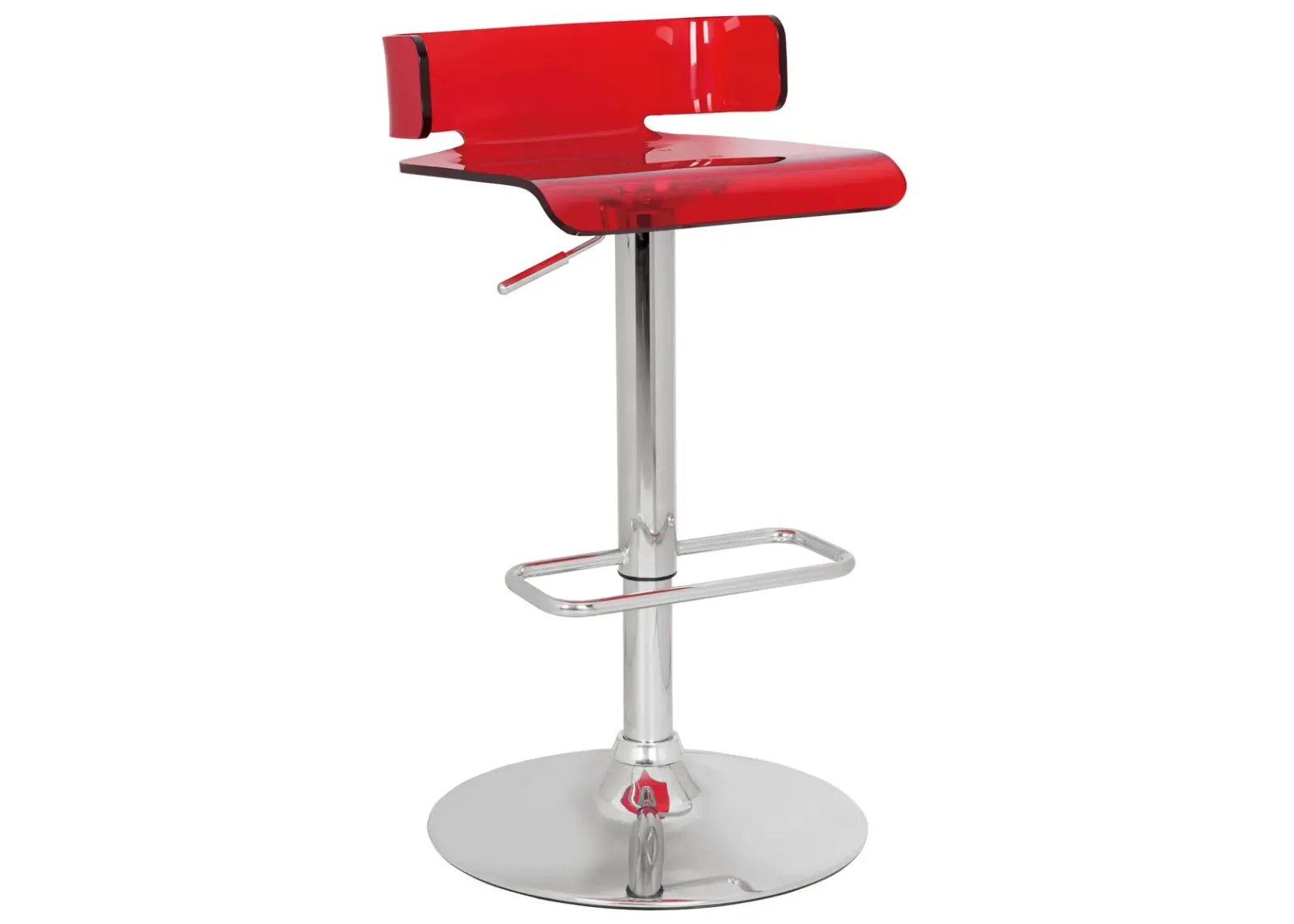 Metal Low Back Counter Height Bar Chair - Red / Silver