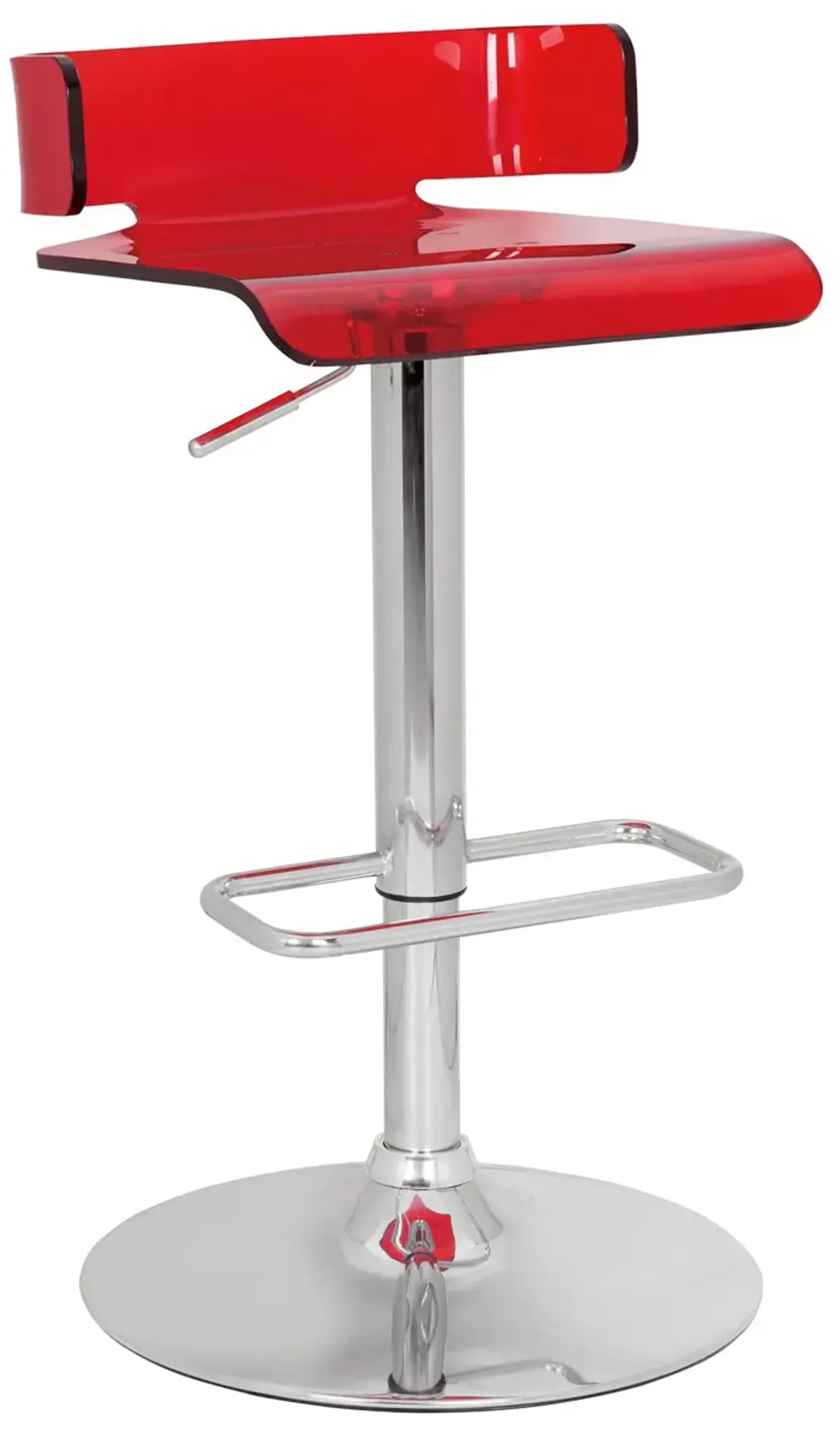 Metal Low Back Counter Height Bar Chair - Red / Silver