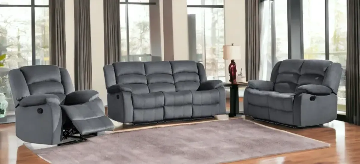 Three Piece Indoor Microsuede Six Person Seating Set - Gray