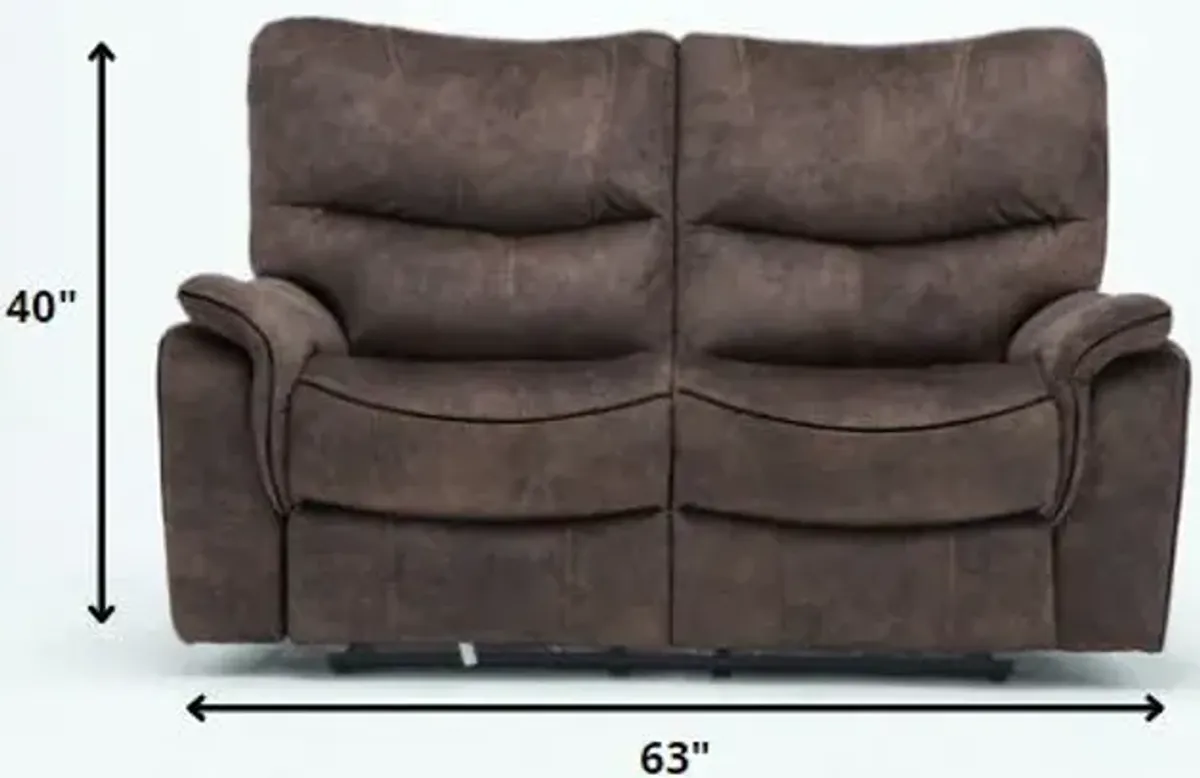 Microfiber Manual Reclining Love Seat - Dark Brown