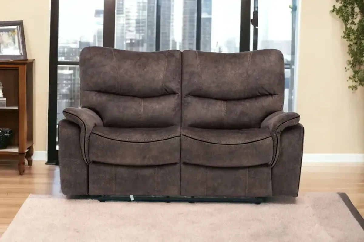 Microfiber Manual Reclining Love Seat - Dark Brown