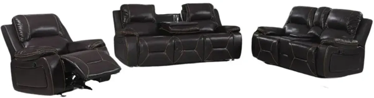 Three Piece Faux Leather Six Person Indoor Seating Set - Brown