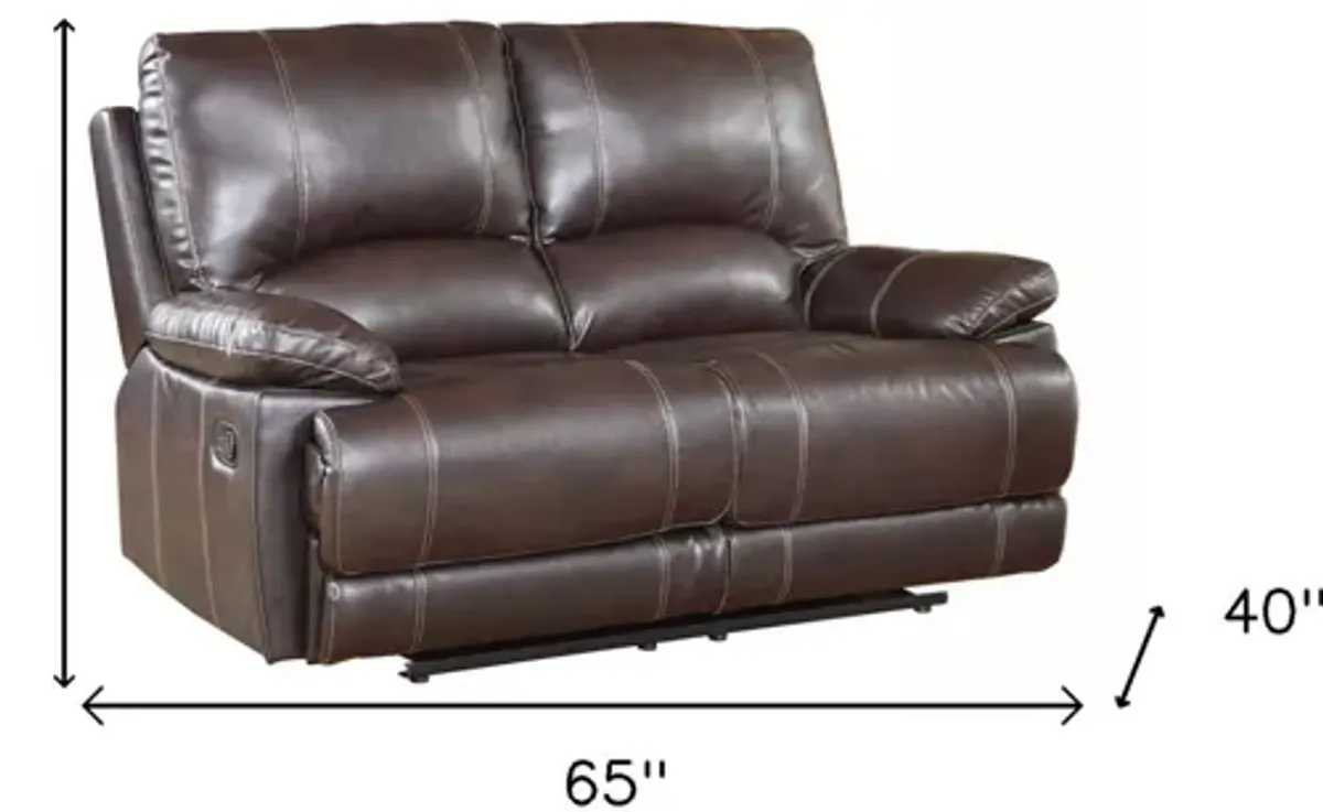 Love Seat Faux Leather Manual Reclining - Brown