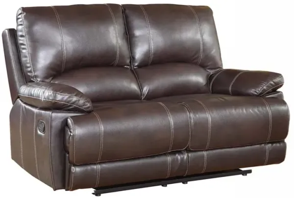 Love Seat Faux Leather Manual Reclining - Brown