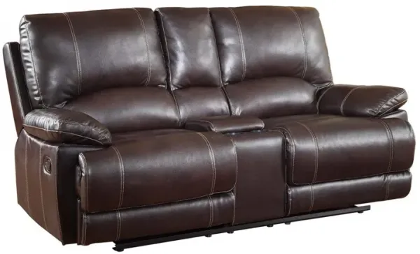 Faux Leather Love Seat Manual Reclining With Storage - Brown