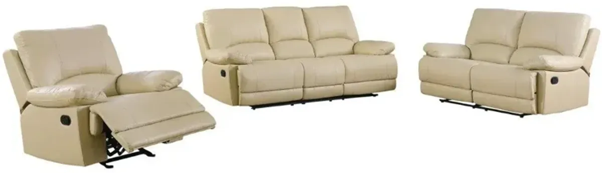 Three Piece Indoor Faux Leather Six Person Seating Set - Beige