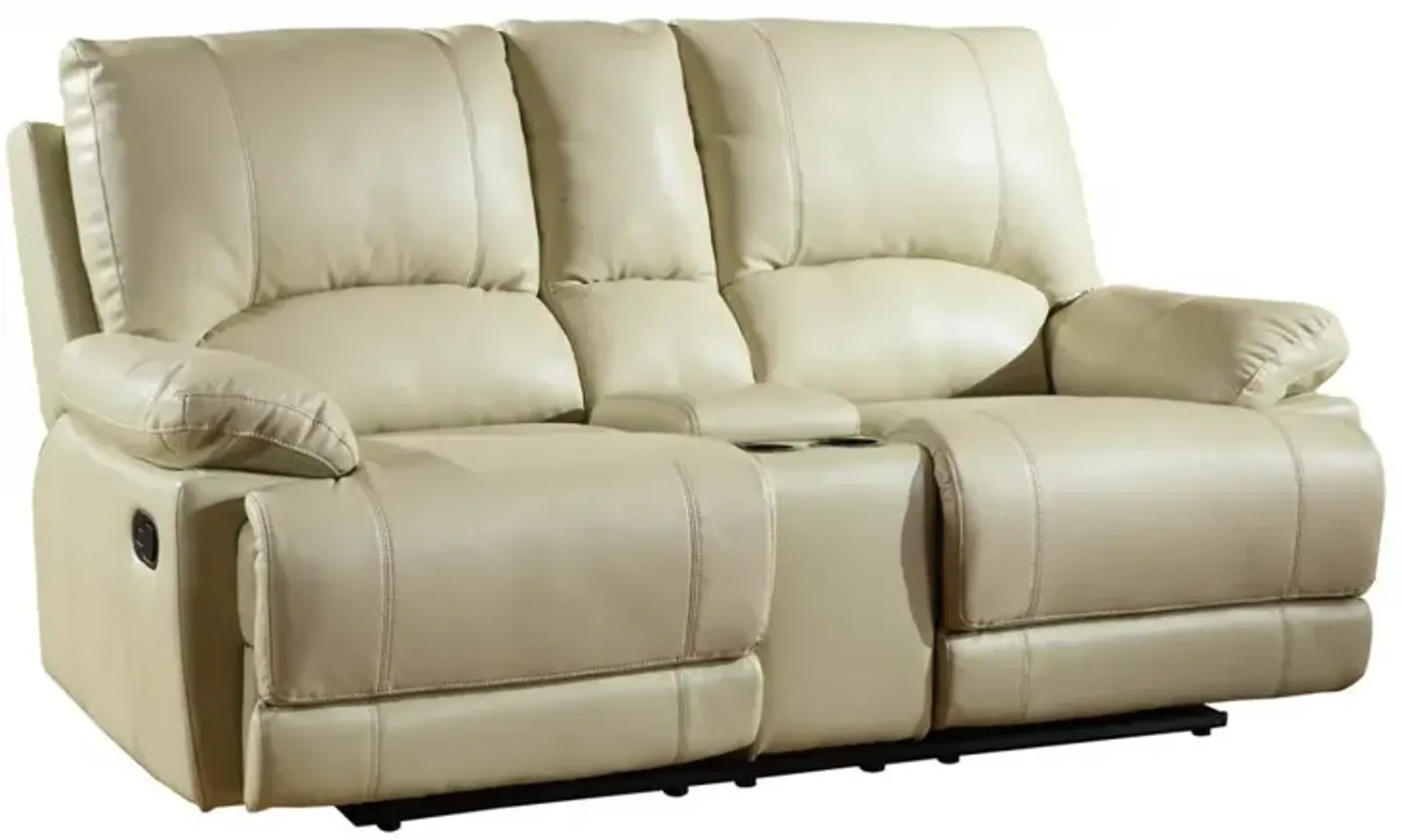 Faux Leather Love Seat Manual Reclining With Storage - Beige