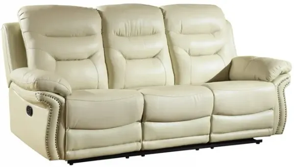 Faux Leather Sofa - Beige / Black