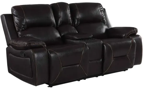 Love Seat Faux Leather Manual Reclining With Storage - Brown