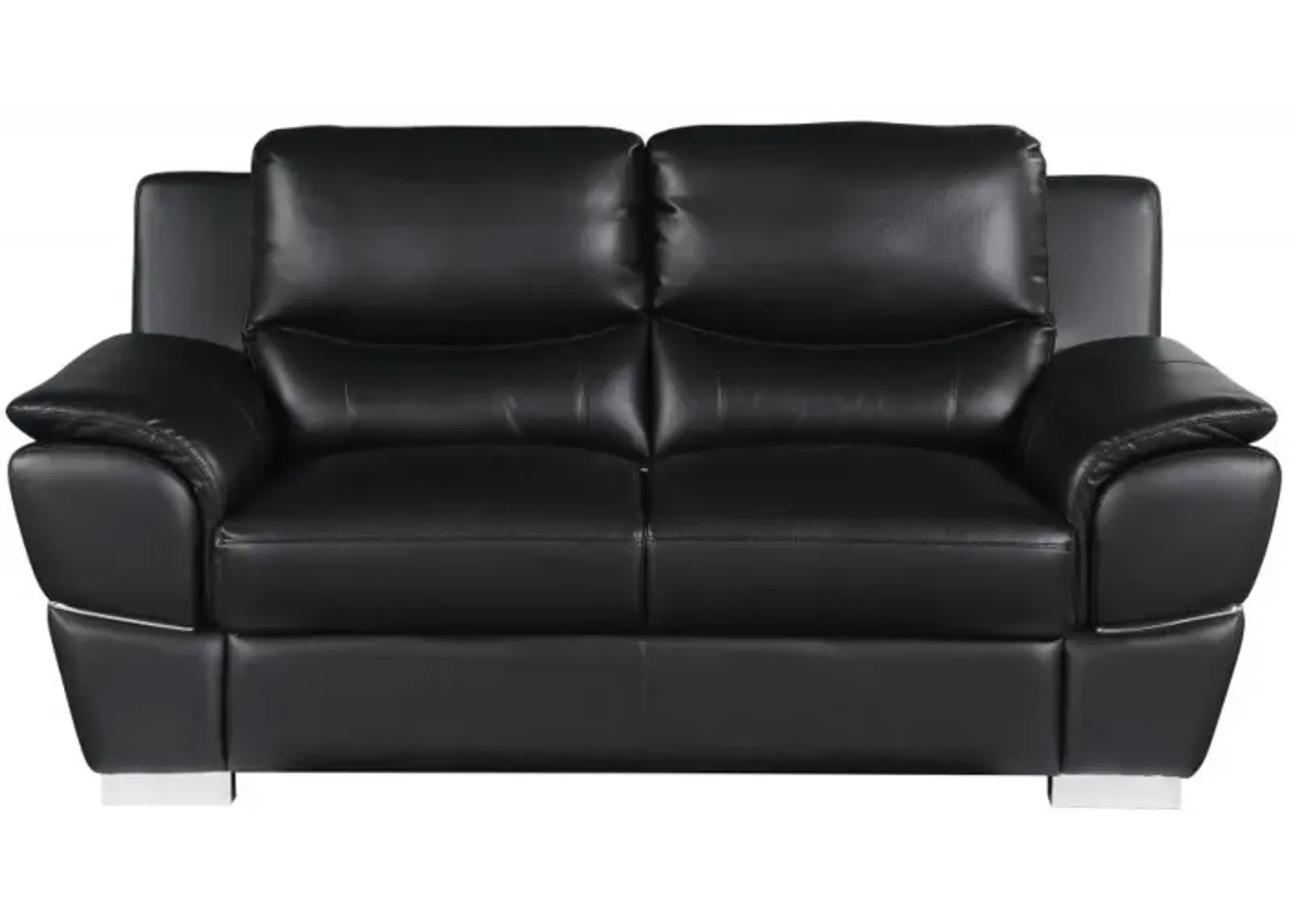 Love Seat Faux Leather - Silver / Black