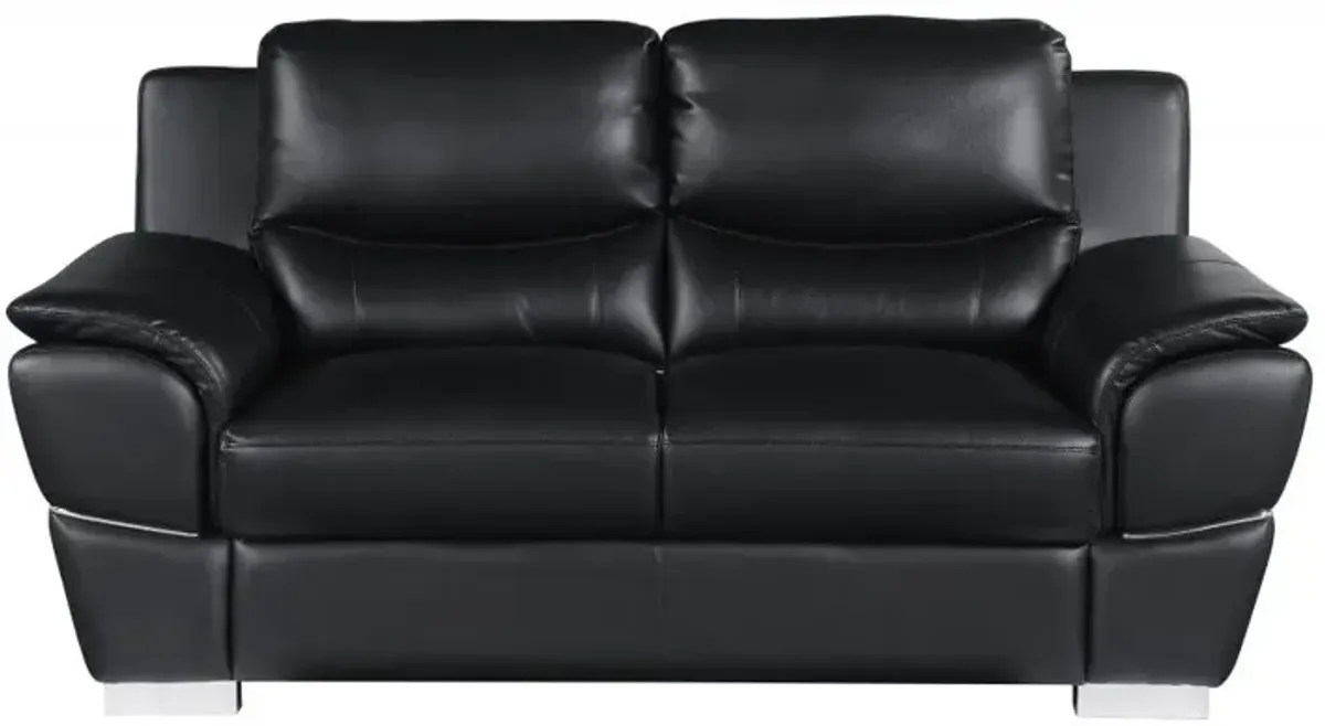 Love Seat Faux Leather - Silver / Black