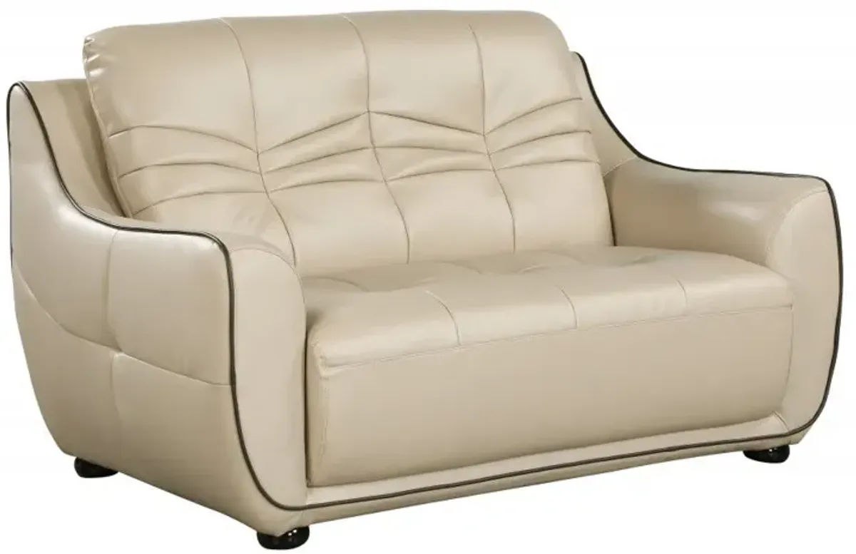 Faux Leather Love Seat - Beige / Black