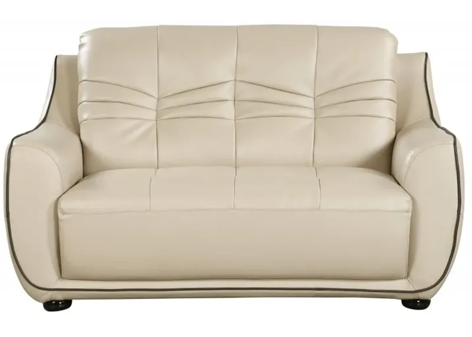 Faux Leather Love Seat - Beige / Black