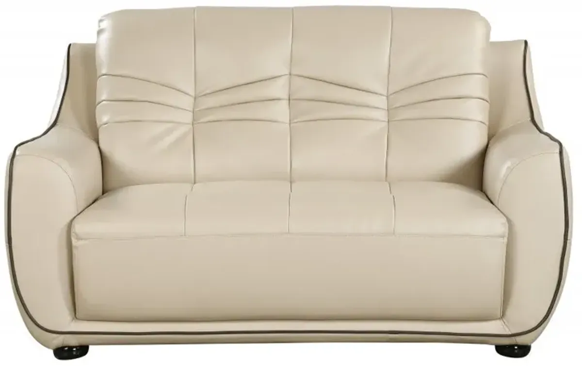 Faux Leather Love Seat - Beige / Black