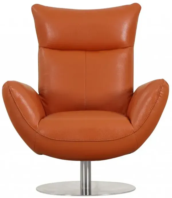 Contemporary Leather Lounge Chair - Orange