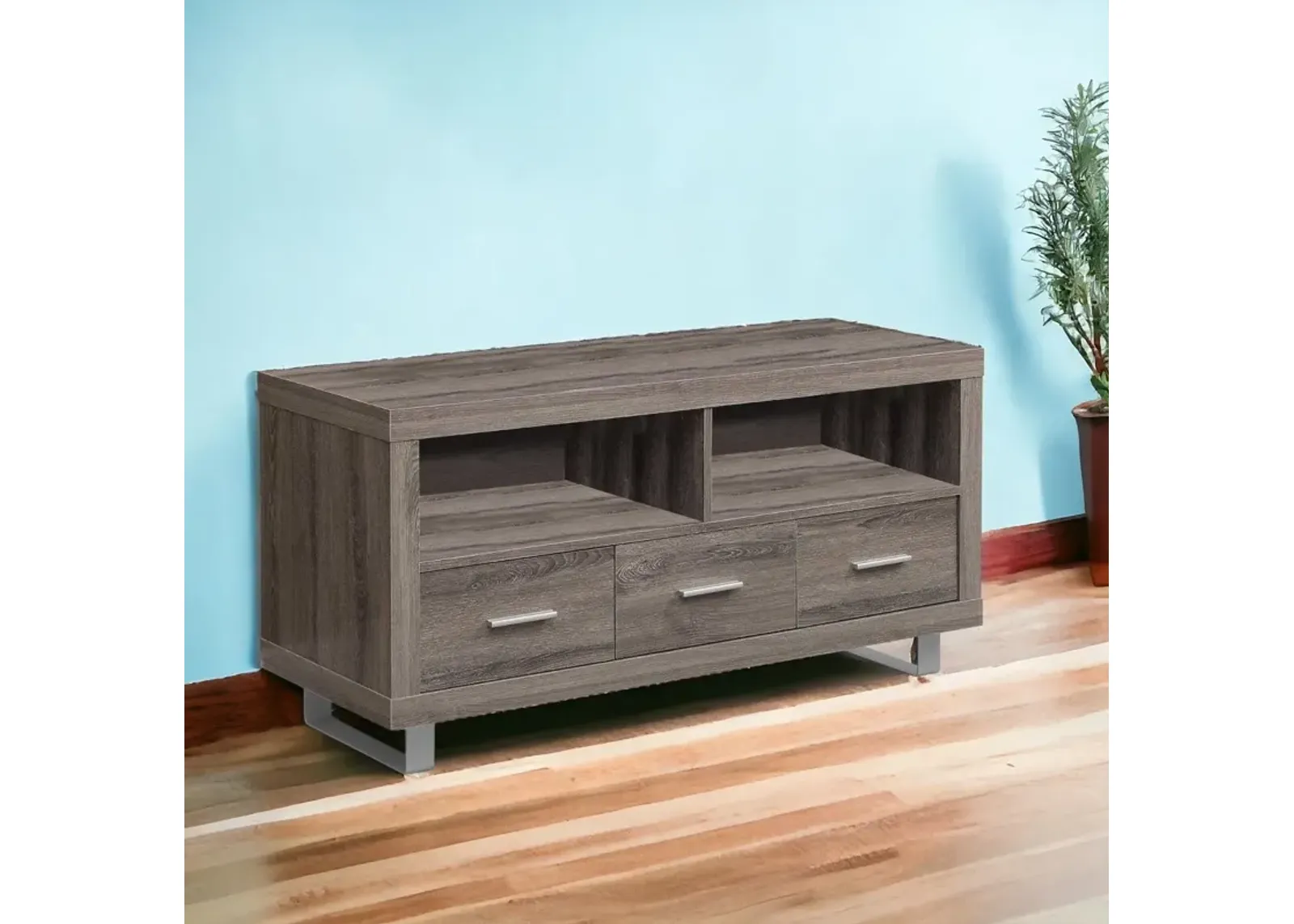 Taupe Cabinet Enclosed Storage TV Stand - Deep