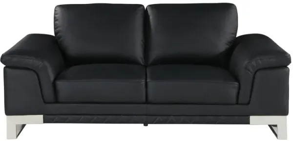Love Seat Genuine Leather - Silver / Black