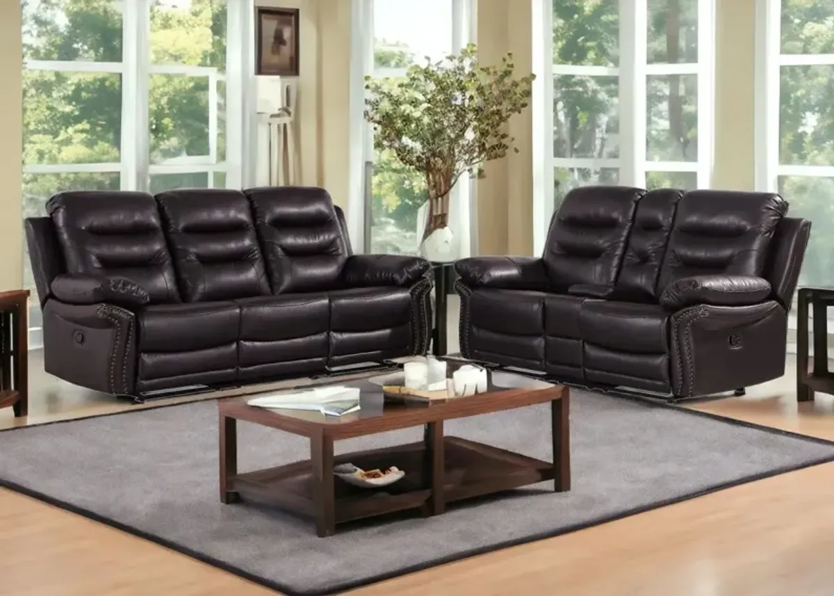 2 Piece Indoor Faux Leather Five Person Seating Set - Brown