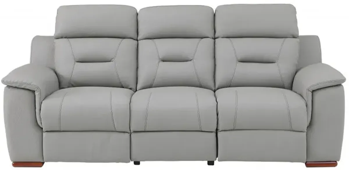 Faux Leather Sofa With Brown Legs - Gray