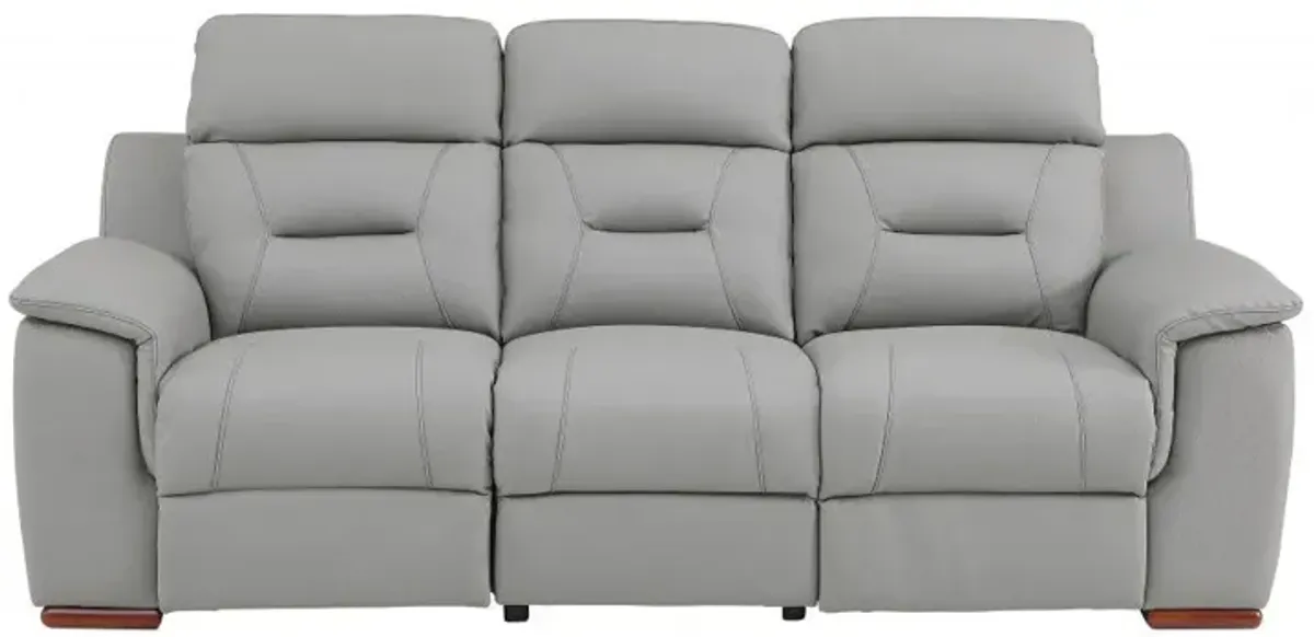 Faux Leather Sofa With Brown Legs - Gray