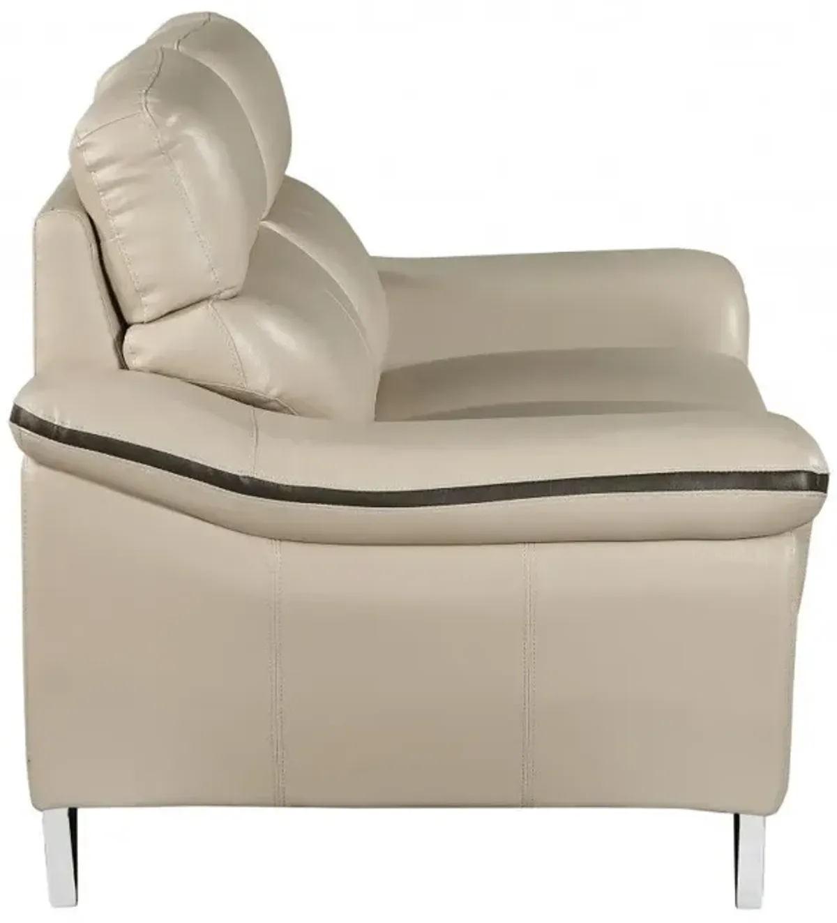 Love Seat Faux Leather - Beige / Silver