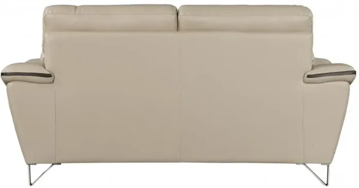 Love Seat Faux Leather - Beige / Silver