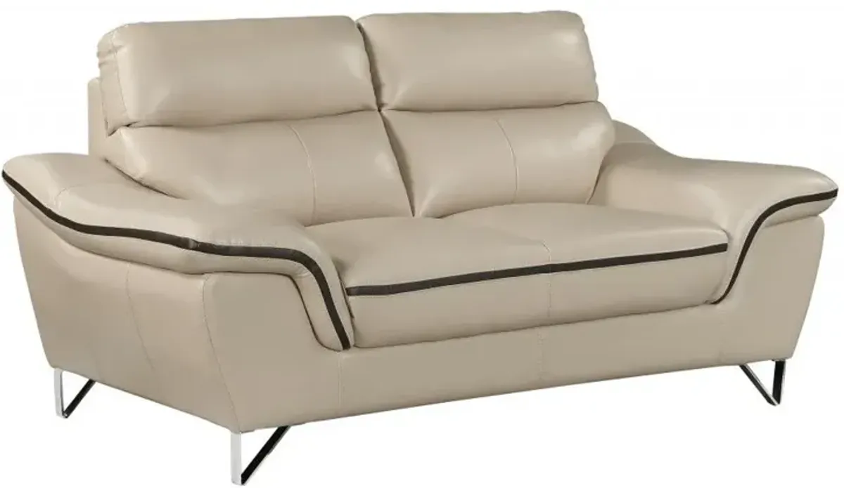 Love Seat Faux Leather - Beige / Silver