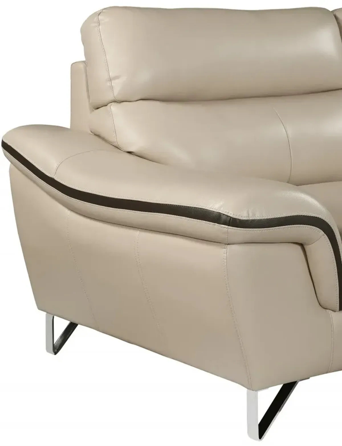 Love Seat Faux Leather - Beige / Silver