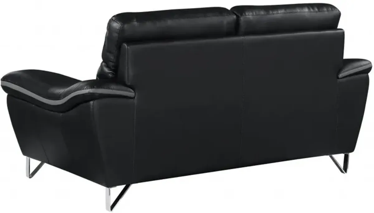 Love Seat Faux Leather - Black / Silver