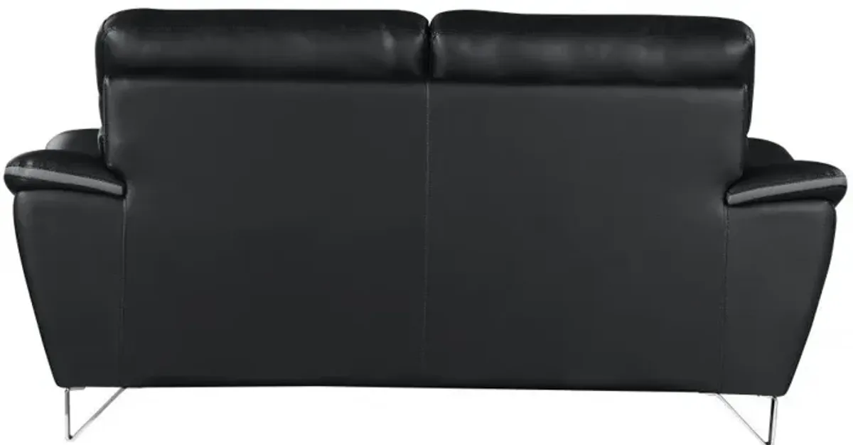 Love Seat Faux Leather - Black / Silver