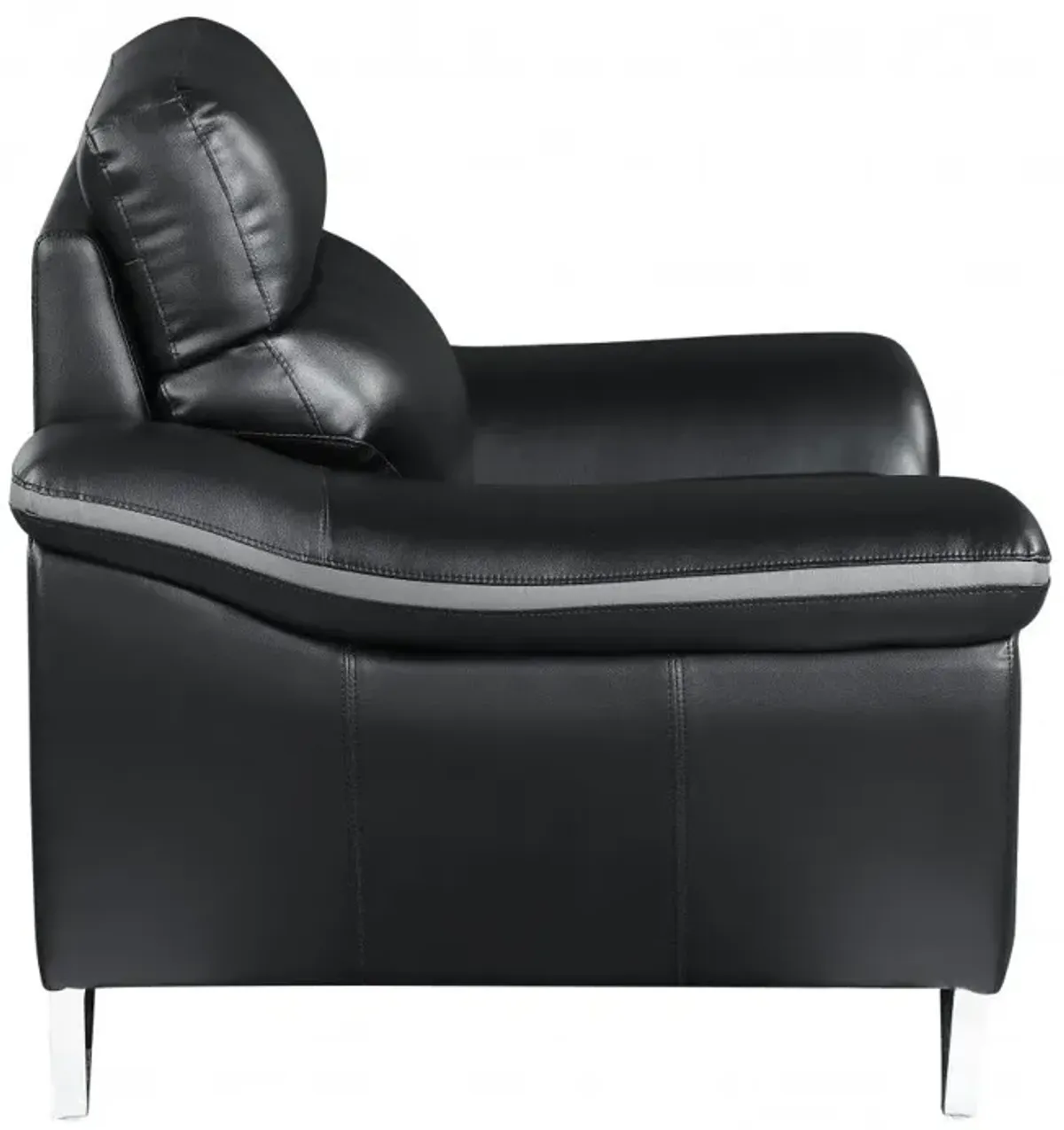 Love Seat Faux Leather - Black / Silver