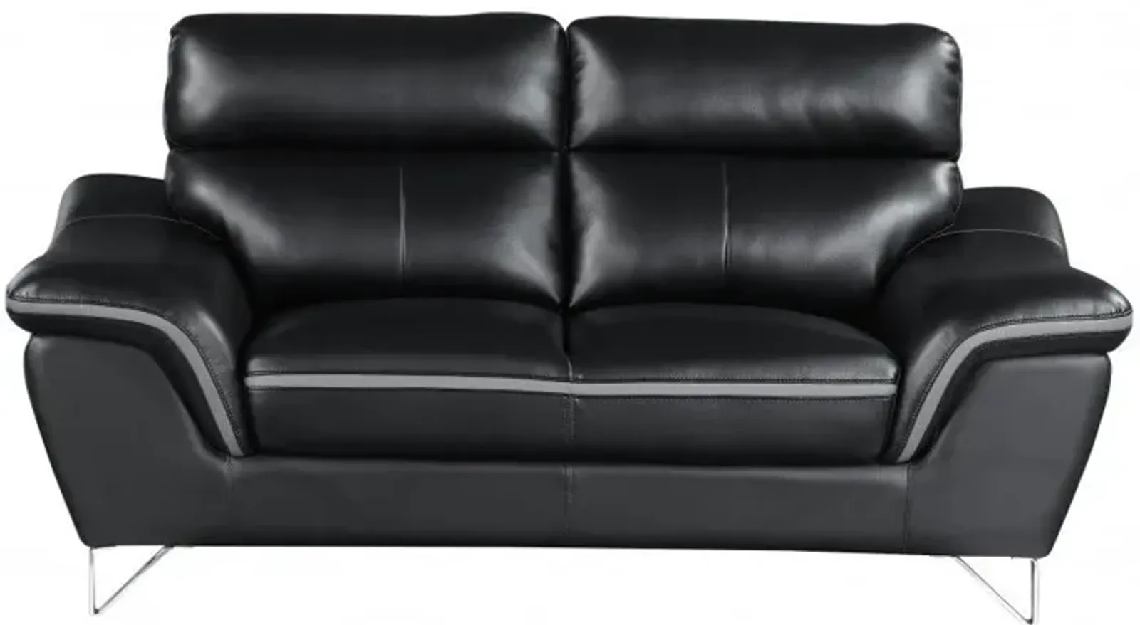 Love Seat Faux Leather - Black / Silver